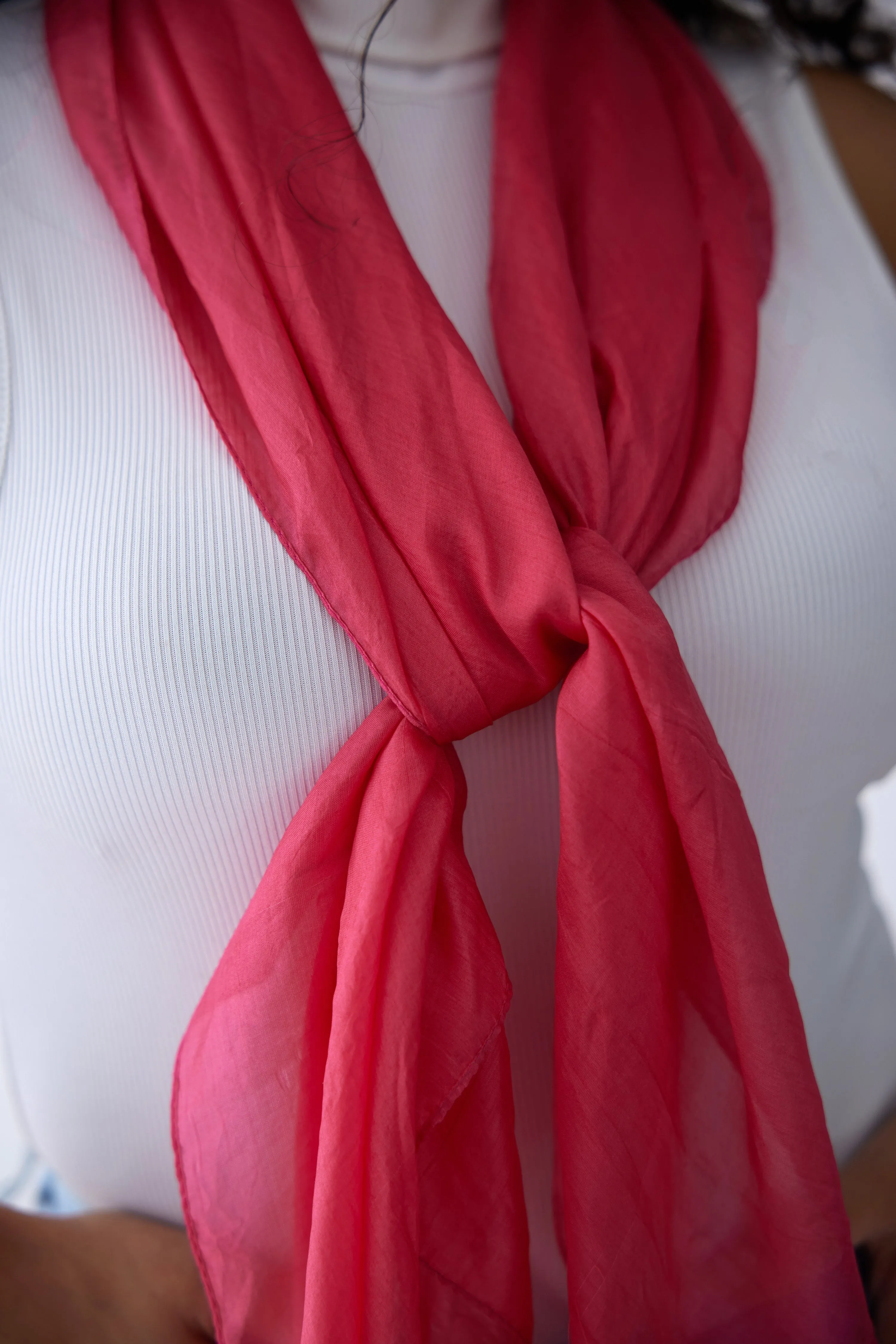 100% Silk Scarf - Red