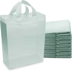 10x5x13 Medium Frosted Mint Plastic Bags with Handles