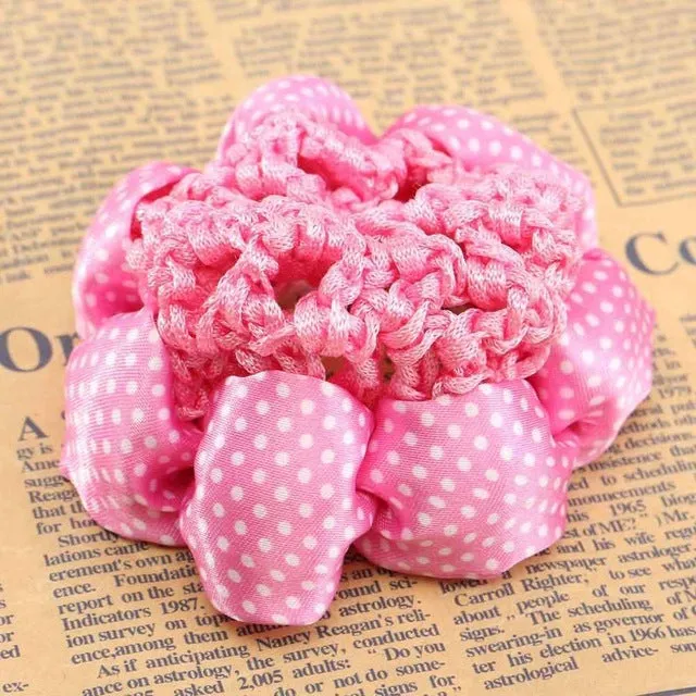 1PC Fashion Girl Women Dot Shiny Bun Cover Snood Ballet Dance Skating Hair Net Crochet Hairband Hair Accessories 2016 New