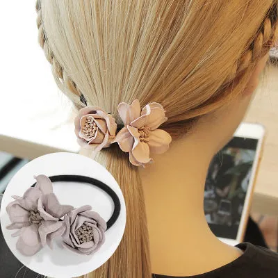 1PC New Fashion Women Hair Ropes Beauty Simulation Flowers Elastic Hair Bands Girls Ponytail Holder Hair Accessories Tie Gums