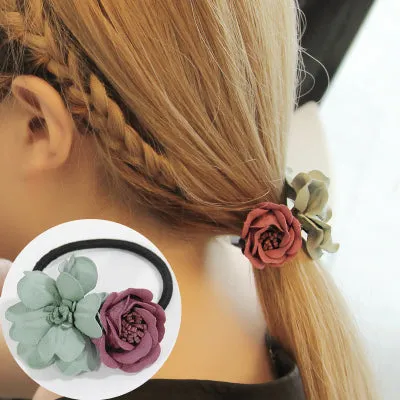 1PC New Fashion Women Hair Ropes Beauty Simulation Flowers Elastic Hair Bands Girls Ponytail Holder Hair Accessories Tie Gums