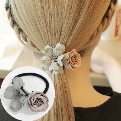 1PC New Fashion Women Hair Ropes Beauty Simulation Flowers Elastic Hair Bands Girls Ponytail Holder Hair Accessories Tie Gums