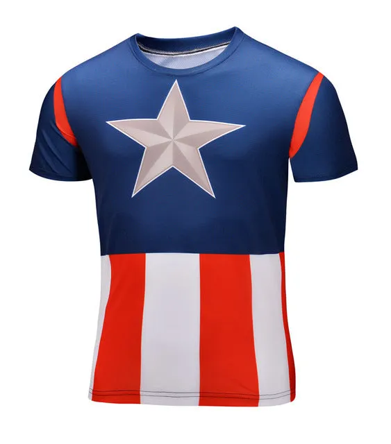 2016 Marvel Captain America Super Hero compression Civil War Tee 3D Printed T-shirts Men fitness Clothing T shirt large size 6XL