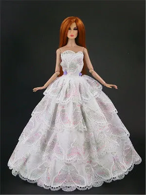 2017 New handmake wedding Dress  Fashion  Clothing Gown For Barbie doll Free shipping