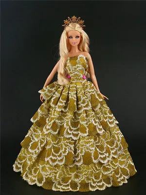 2017 New handmake wedding Dress  Fashion  Clothing Gown For Barbie doll Free shipping