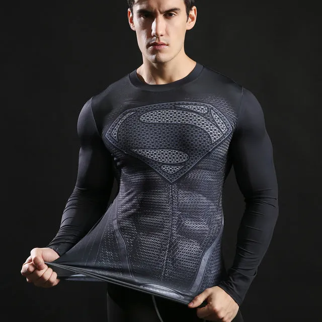 2017 TOP sale Mens Boys Compression Armour Base Layer Long Sleeve Thermal Under Top Tee Shirt New T shirt Fitness T-shirt