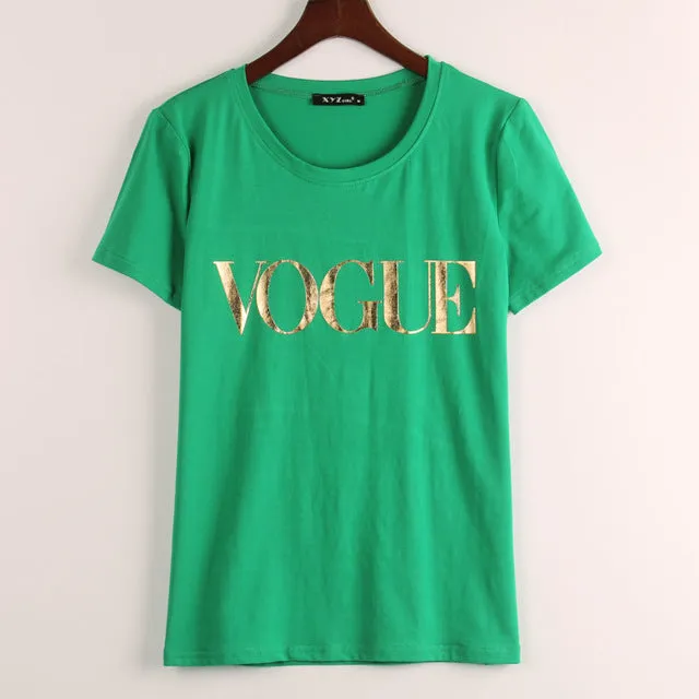 8 Colors S-4XL Fashion Brand T Shirt Women VOGUE Printed T-shirt Women Tops Tee Shirt Femme New Arrivals Hot Sale Casual Sakura