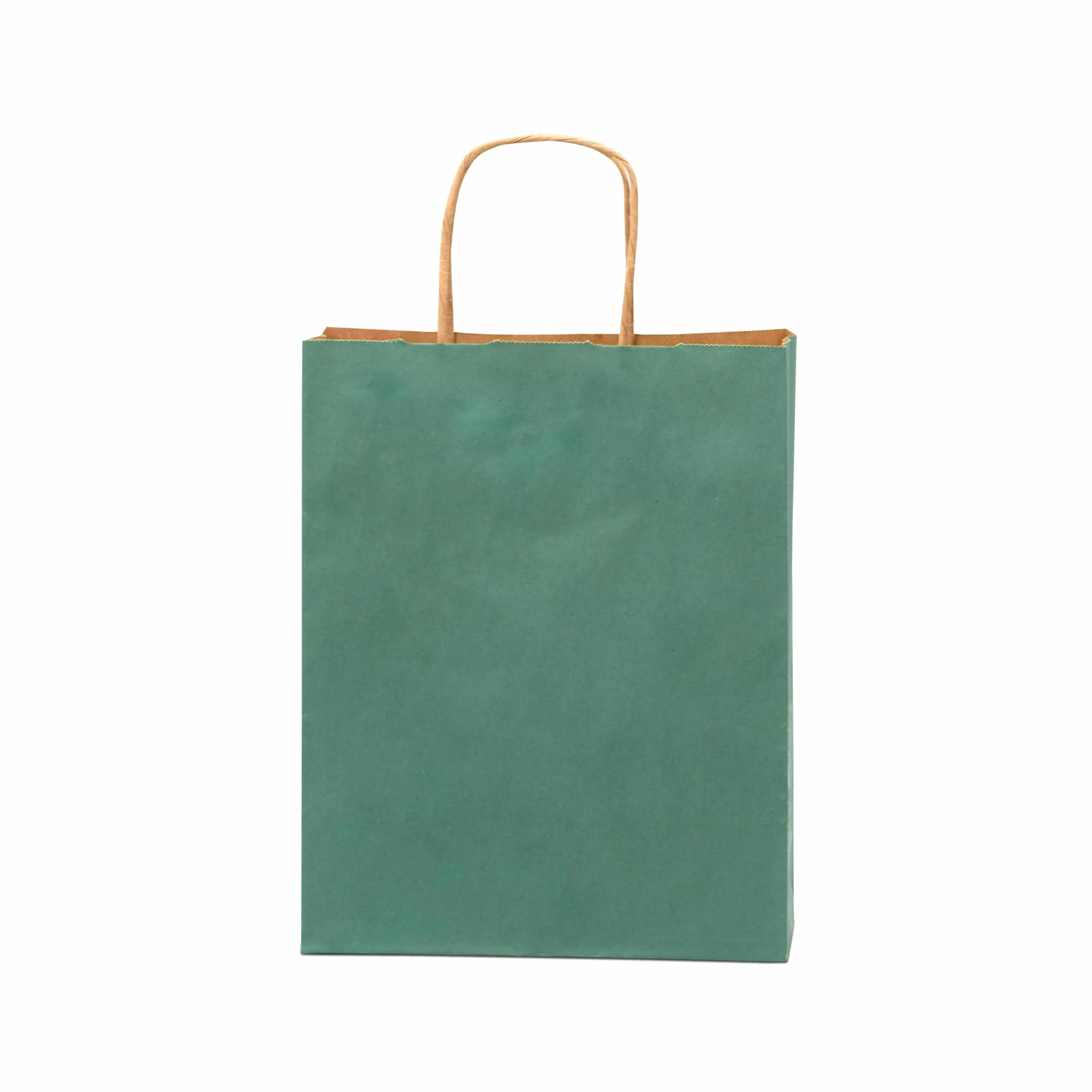 8x4x10 Small Green Paper Bags with Handles