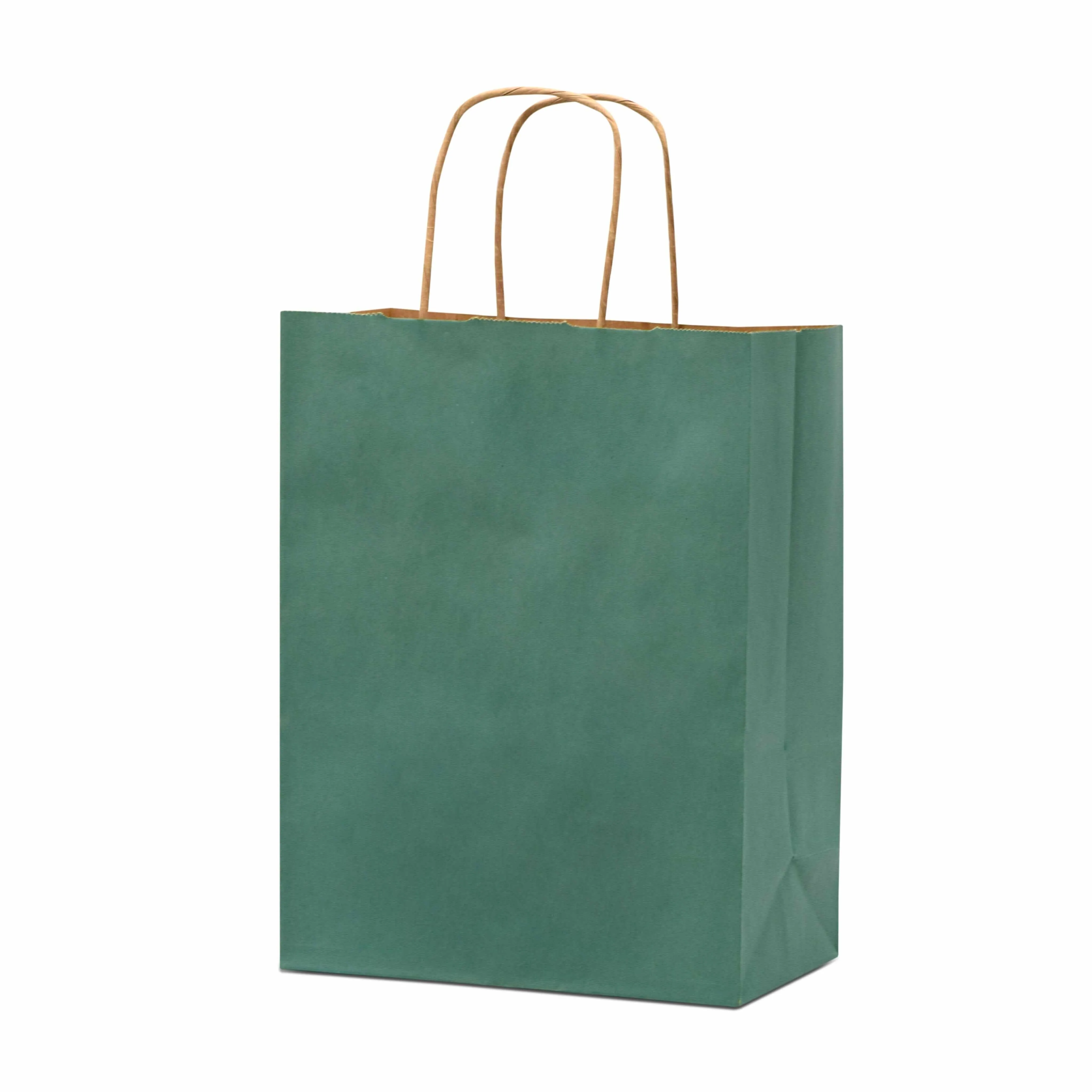 8x4x10 Small Green Paper Bags with Handles