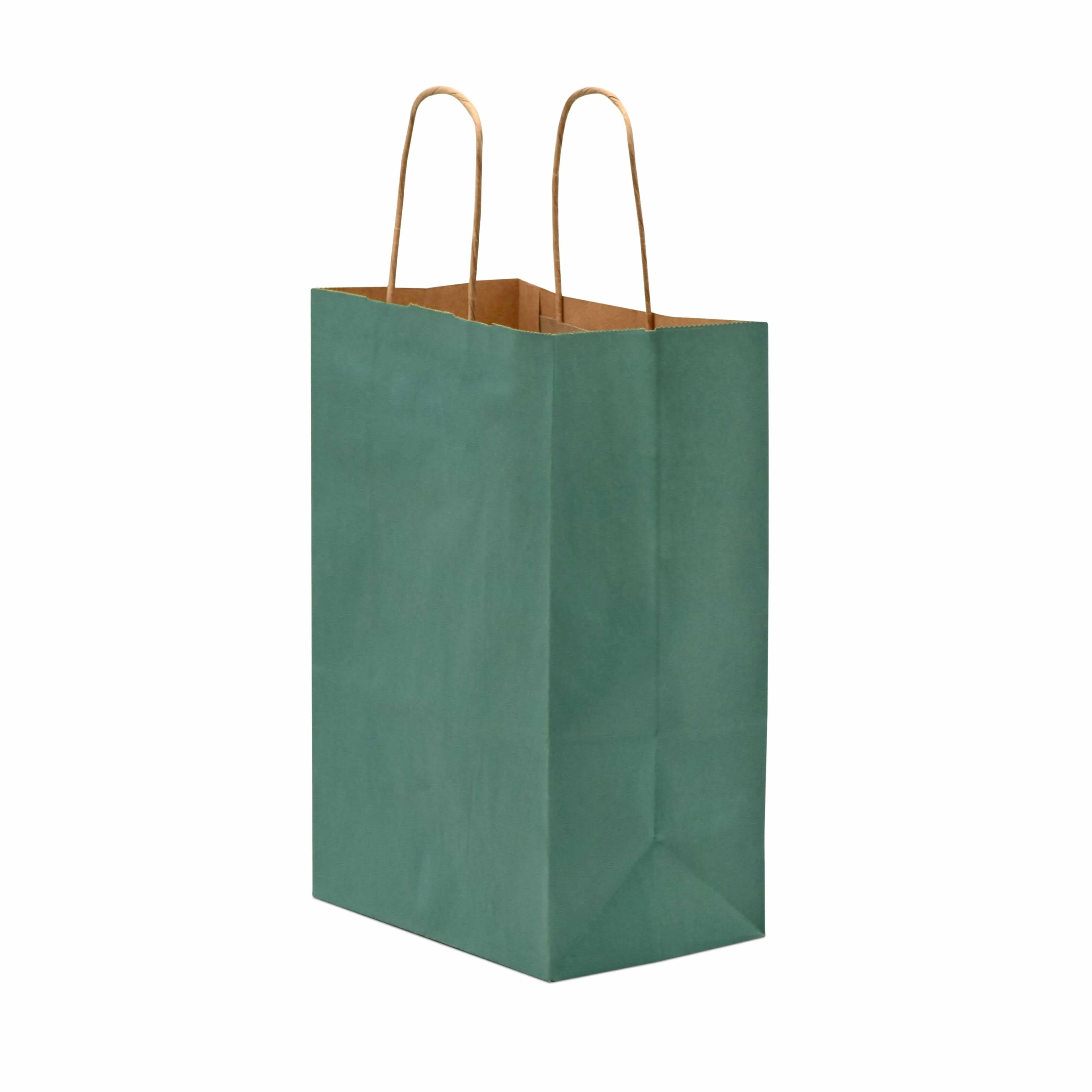 8x4x10 Small Green Paper Bags with Handles