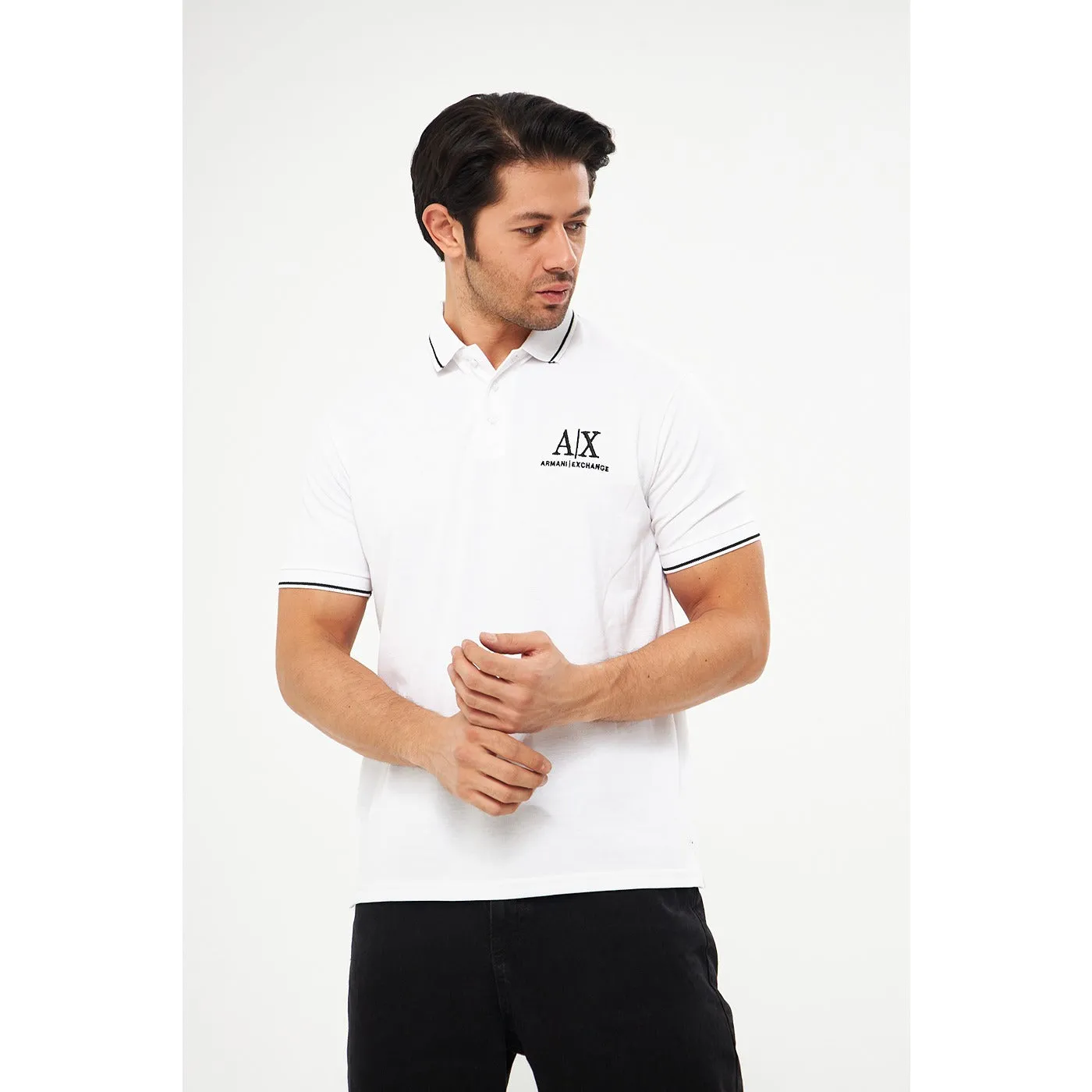 AX White Pique Polo