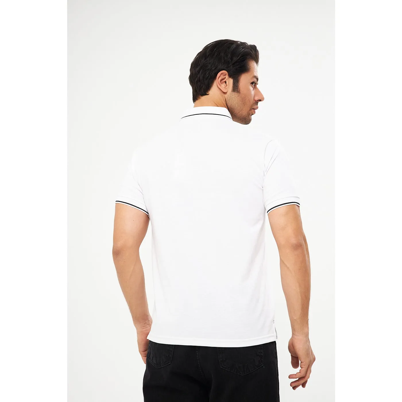 AX White Pique Polo