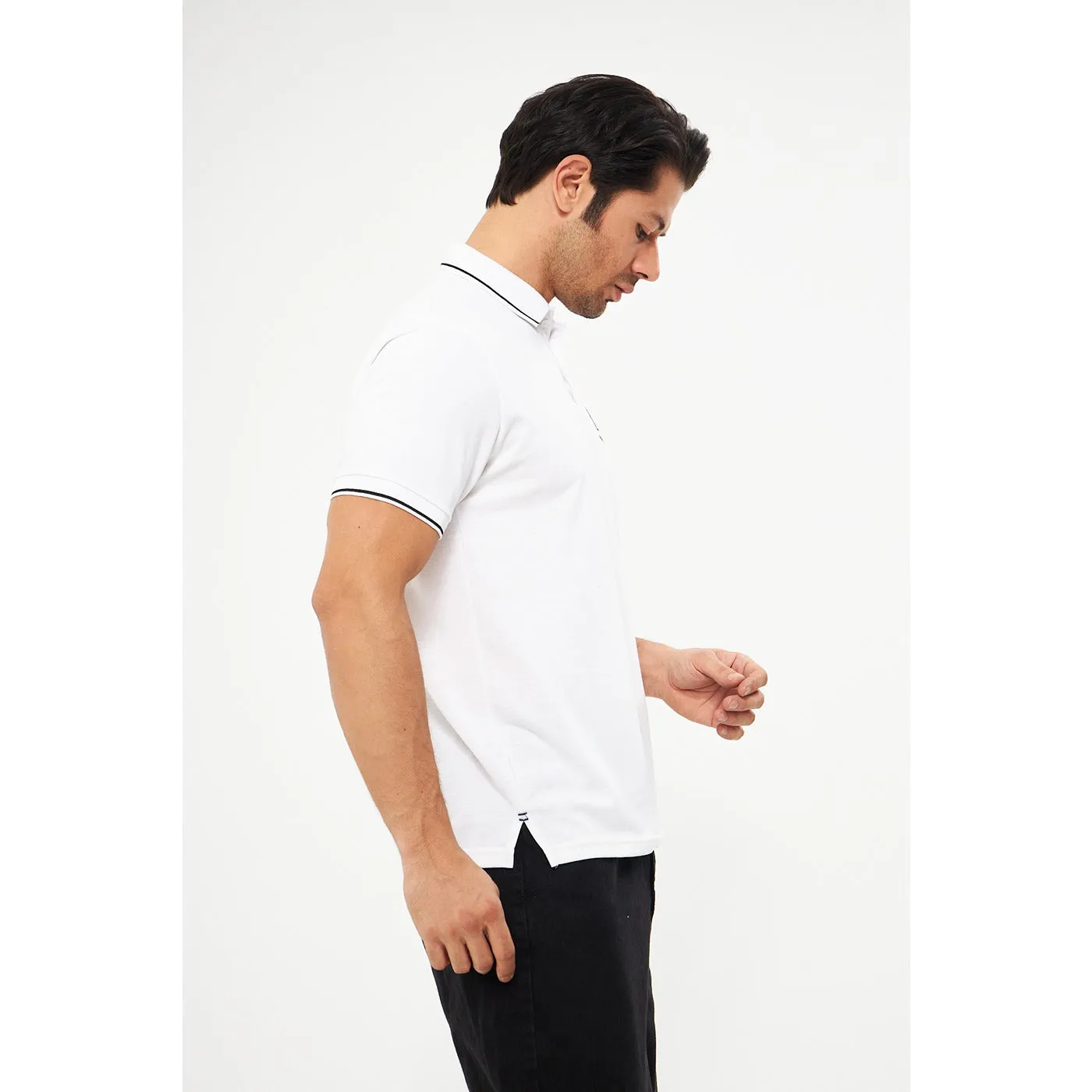 AX White Pique Polo