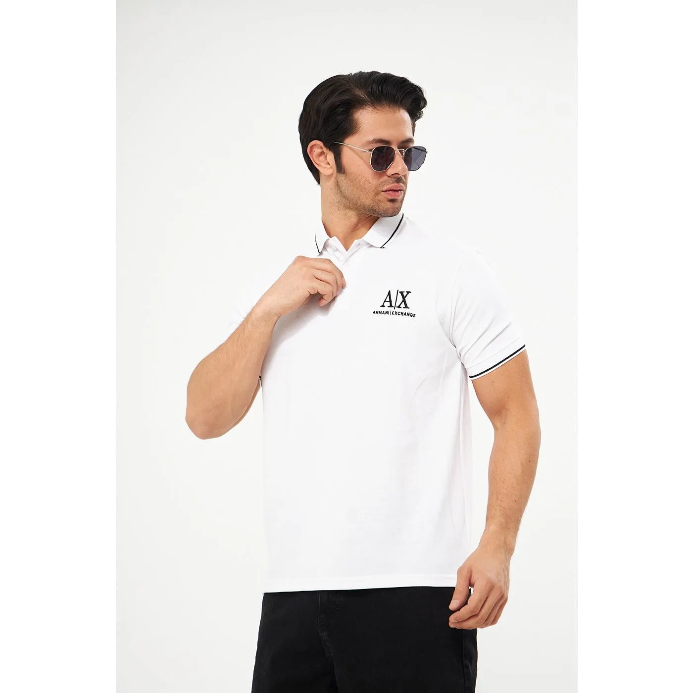 AX White Pique Polo