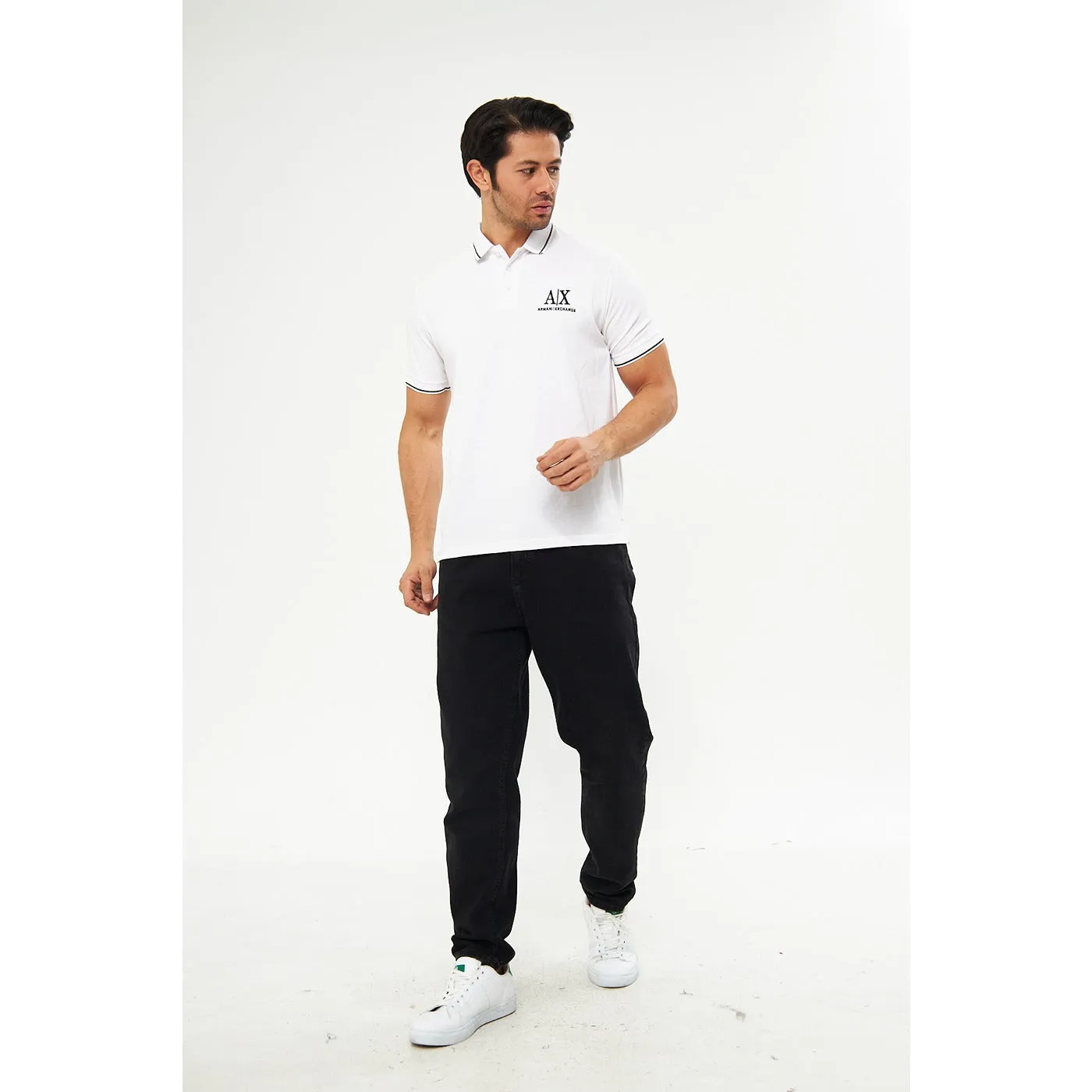 AX White Pique Polo