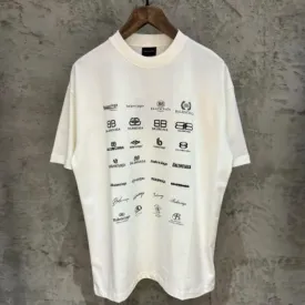 BA - Men 'Off White' Balenciaga Logo Collection Printed Oversized T-Shirt BA807