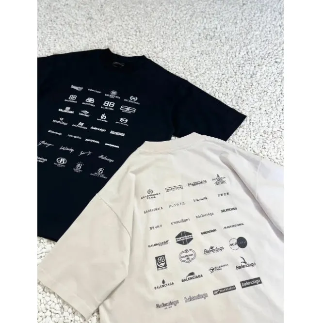 BA - Men 'Off White' Balenciaga Logo Collection Printed Oversized T-Shirt BA807