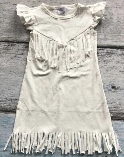 baby girls spring summer solid Tassels cotton dress boutique all-match clothing kids wear fringe multi color mint hot sale