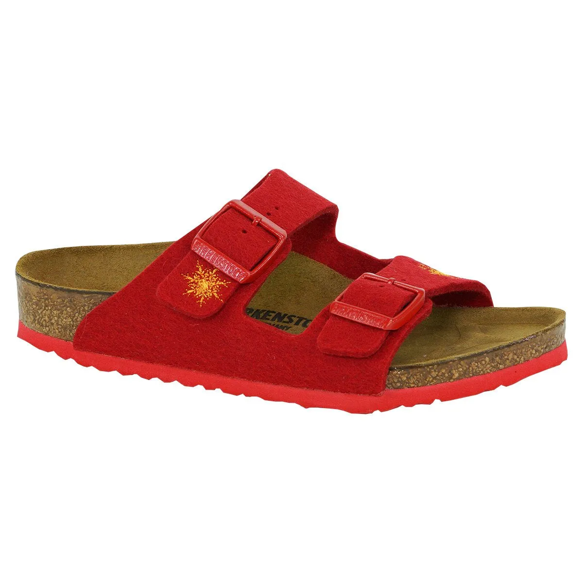 Birkenstock Kids' Arizona Sandals Wool Felt Snow Stars Red 28 N