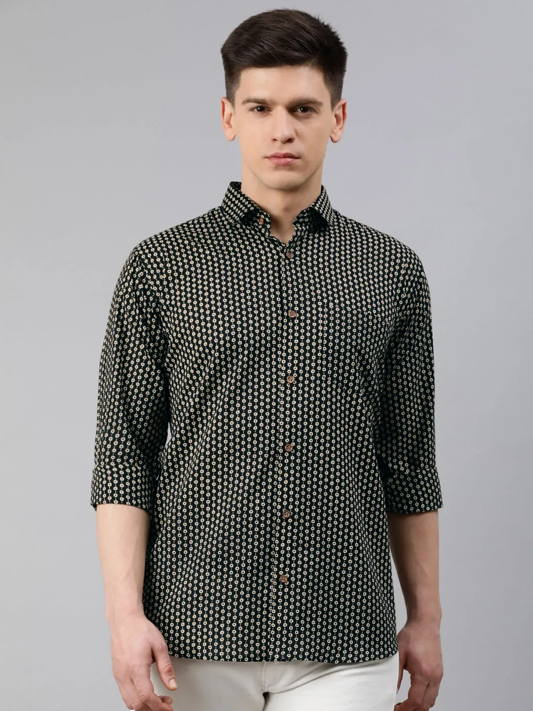 Black Cotton Full Sleeves Shirts For Men-Mmf0230