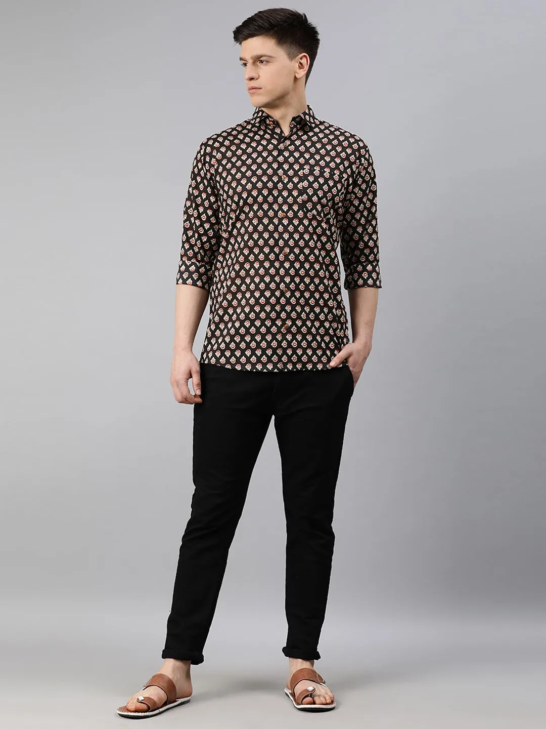 Black Cotton Full Sleeves Shirts For Men-Mmf0232