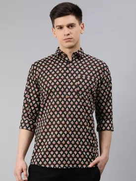 Black Cotton Full Sleeves Shirts For Men-Mmf0232