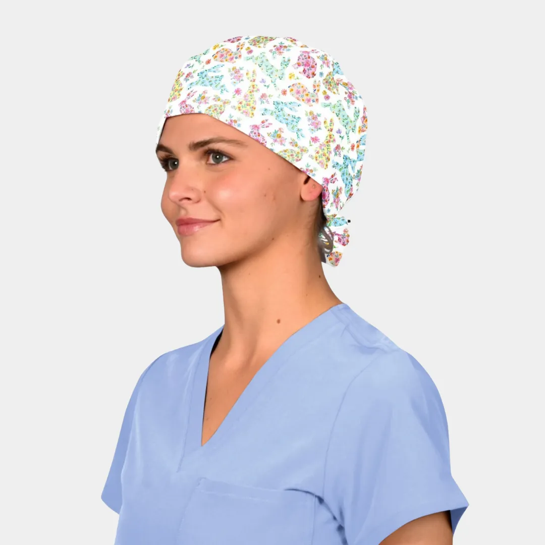 Blossoming Hoppers - Pixie Surgical Scrub Cap