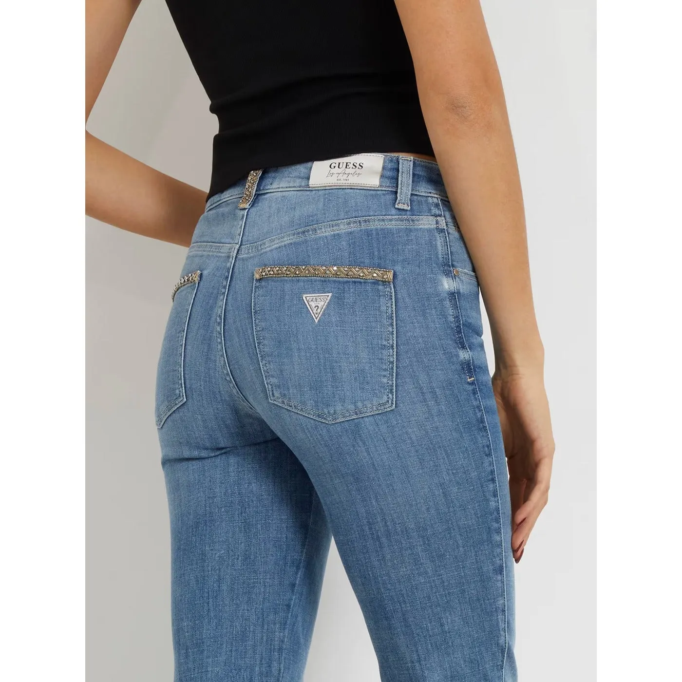 Blue Mid Rise Straight Denim Jeans