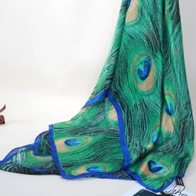 Boho Vintage Peacock Feather Scarf Stylish Windproof and Versatile