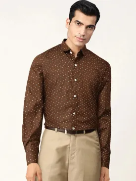 Brown Men'S Cotton Printed Formal Shirts