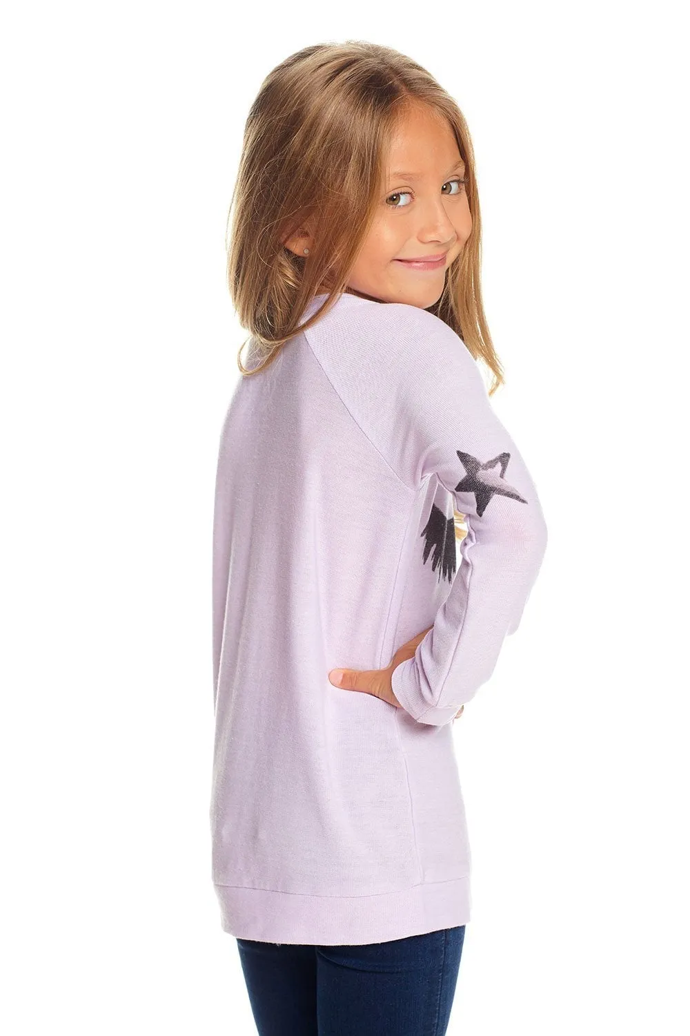 CHASER - Girls Cozy Knit Raglan Pullover in Glitter