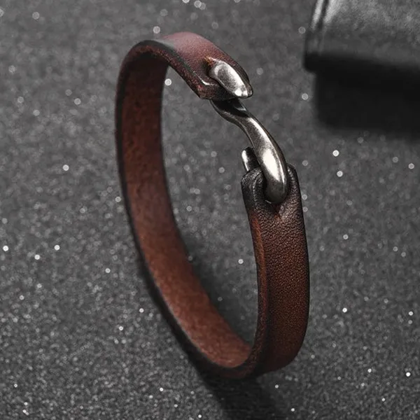 Classy Men Dark Brown Vintage Leather Bracelet