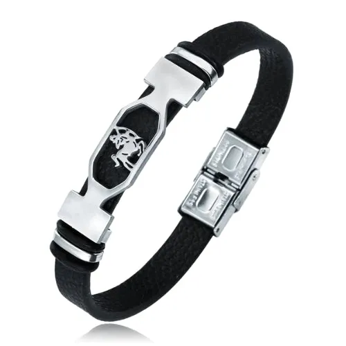 Classy Men Star Sign Leather Bracelet