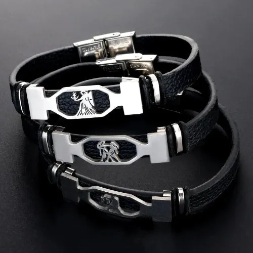 Classy Men Star Sign Leather Bracelet