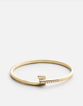 Cubist Cuff, 14k Gold Pavé Bar