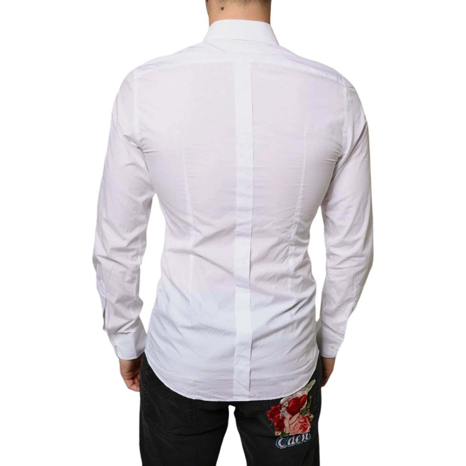 Dolce & Gabbana White Bib Cotton Poplin Formal Dress Shirt