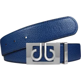 Full Grain Leather Belt in Blue with Silver ‘db’ Thru Buckle