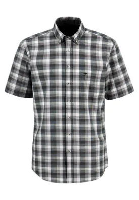 FYNCH HATTON Summer Slub Check Short Sleeve 13048131 685