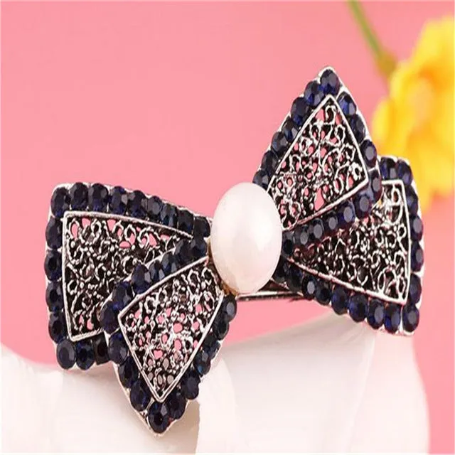 haimeikang New Hot Fashion Women Girl Cute Colorful Shinning Crystal Rhinestones Bows Hairpin Flower Hair Clip Jewelry Wholesale