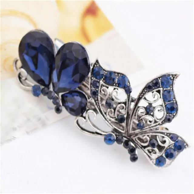 haimeikang New Hot Fashion Women Girl Cute Colorful Shinning Crystal Rhinestones Bows Hairpin Flower Hair Clip Jewelry Wholesale