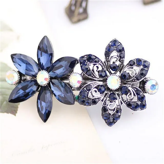 haimeikang New Hot Fashion Women Girl Cute Colorful Shinning Crystal Rhinestones Bows Hairpin Flower Hair Clip Jewelry Wholesale