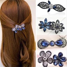 haimeikang New Hot Fashion Women Girl Cute Colorful Shinning Crystal Rhinestones Bows Hairpin Flower Hair Clip Jewelry Wholesale