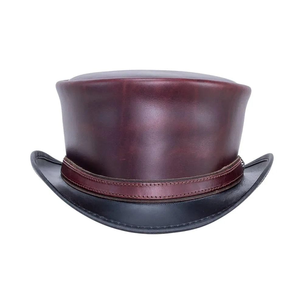 Hampton | Mens Leather Top Hat with Leather Hat Band