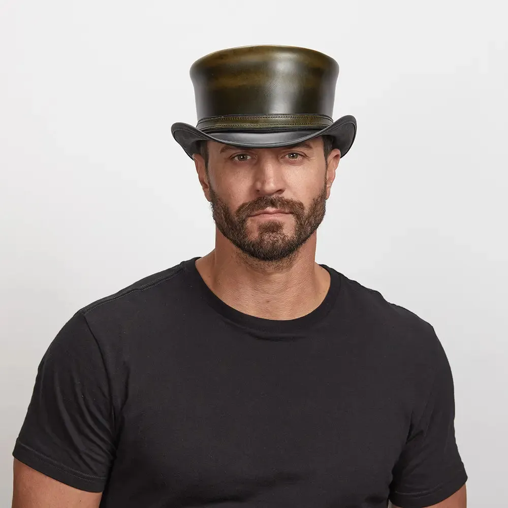 Hampton | Mens Leather Top Hat with Leather Hat Band