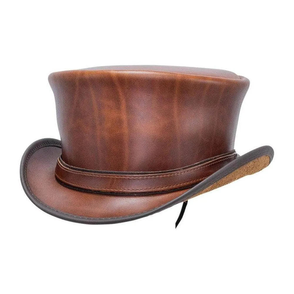 Hampton | Mens Leather Top Hat with Leather Hat Band