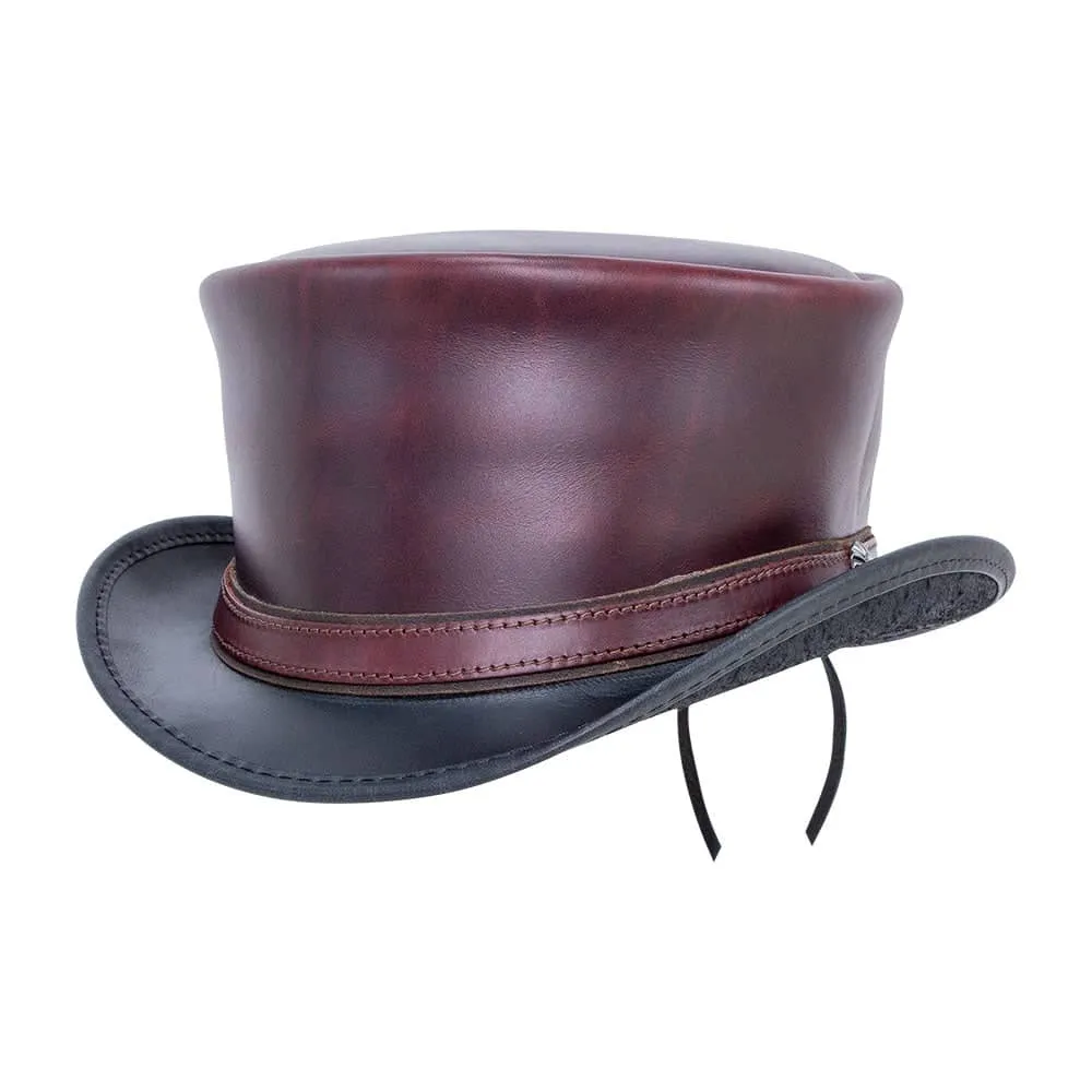 Hampton | Mens Leather Top Hat with Leather Hat Band