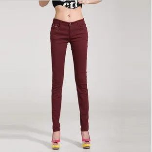 HEE GRAND Women's Candy Pants 2017 Pencil Jeans Ladies Trousers Mid Waist Full Length Zipper Stretch Skinny Women Pant WKP004