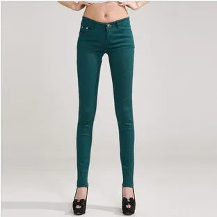 HEE GRAND Women's Candy Pants 2017 Pencil Jeans Ladies Trousers Mid Waist Full Length Zipper Stretch Skinny Women Pant WKP004