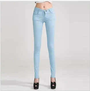 HEE GRAND Women's Candy Pants 2017 Pencil Jeans Ladies Trousers Mid Waist Full Length Zipper Stretch Skinny Women Pant WKP004