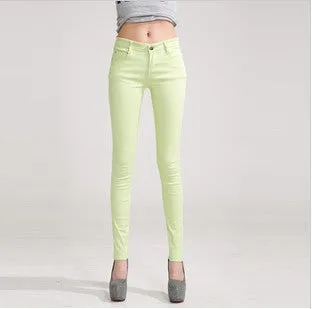 HEE GRAND Women's Candy Pants 2017 Pencil Jeans Ladies Trousers Mid Waist Full Length Zipper Stretch Skinny Women Pant WKP004